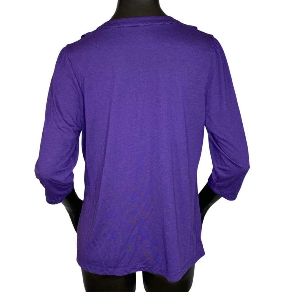 A.N.A Purple Ruffled V-Neck Top - Picture 3 of 6